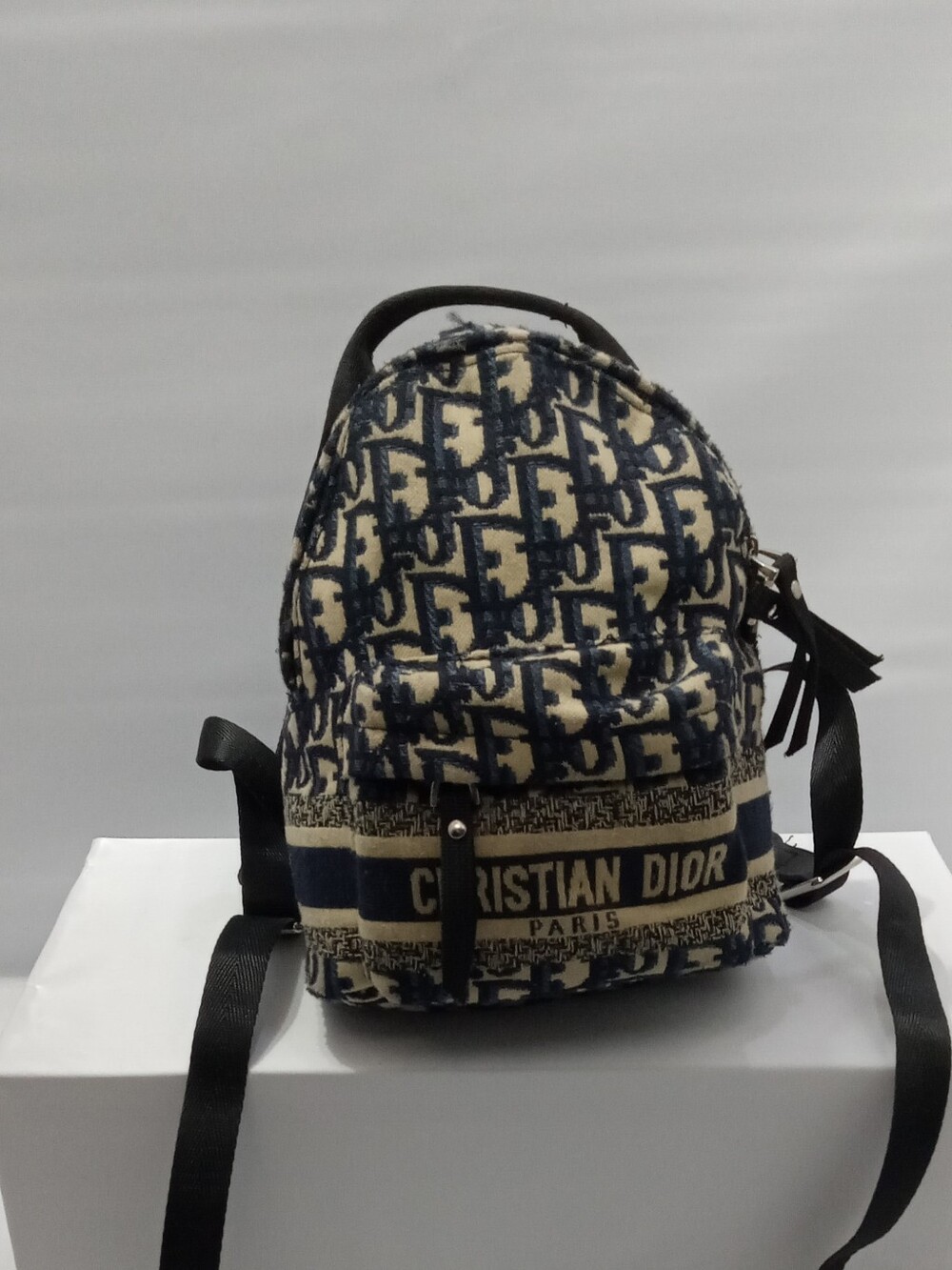 Dior Men’s Cream and Navy Logo Mini Backpack